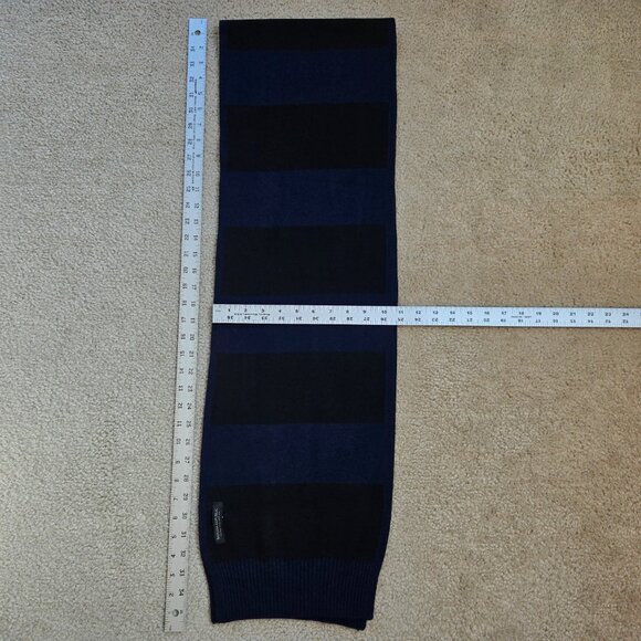 Banana Republic Extra Fine Merino Wool Knit Scarf Stripe Colorblock Blue Black - Picture 5 of 7